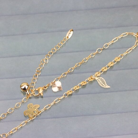 "Rose Gold Butterfly and Leaf Charm Anklet for Women, XPAL1040 - Picture 11 of 12